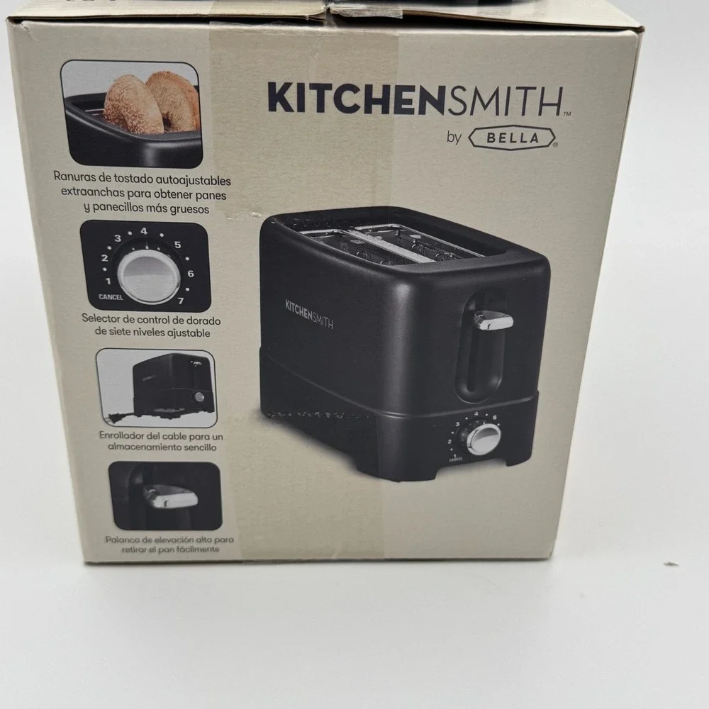 Kitchen Smith By Bella 2-Slice Black Toaster Model 30762 New